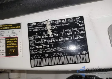 2014 Mercedes-Benz Ml 350 4Matic from USA, damaged, VIN 4JGDA5HB5EA324074